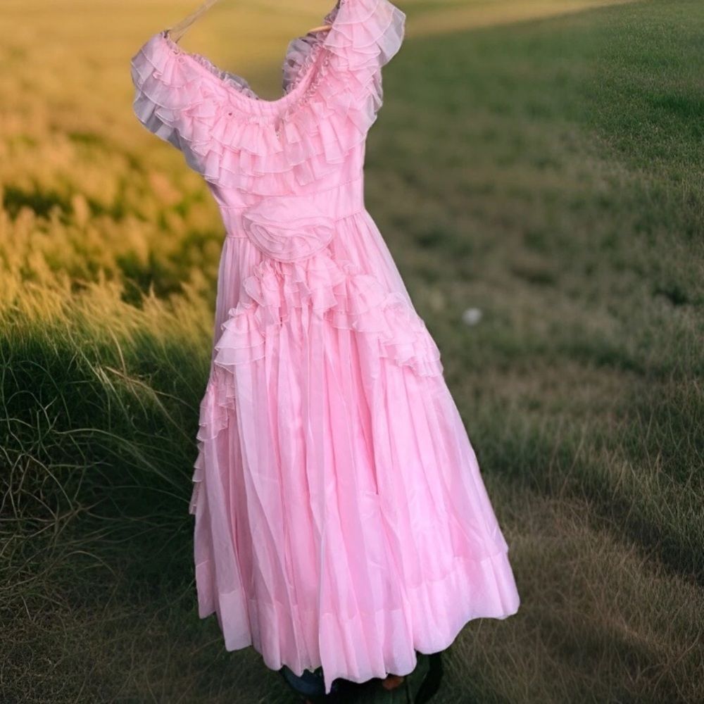 Vintage 1950s-1960s Era Mike Benet Dress Pink Ballgown 6 - Picture 7 of 14